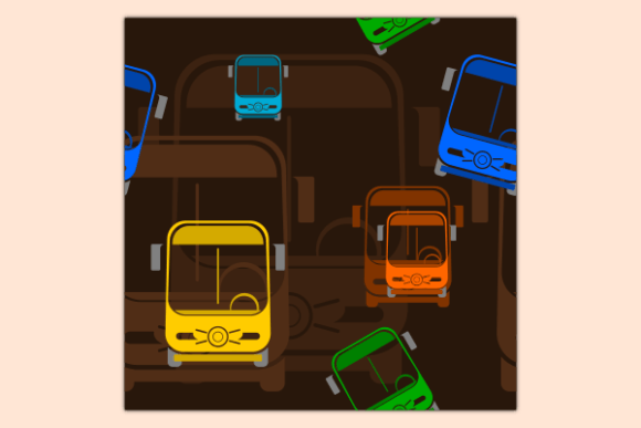 Front Colorful Bus Dark Seamless Pattern: Graphics & Patterns