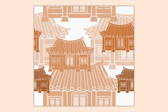 Front View Korean Hanok Seamless Pattern: Graphics & Patterns Review