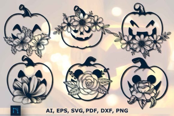 Halloween Floral Pumpkin SVG Bundle for Graphics & Crafts