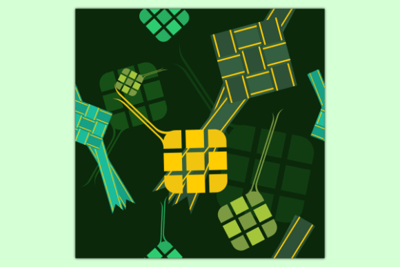 Indonesian Ketupat Dark Seamless Pattern Graphics
