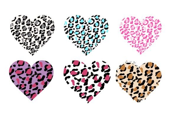 Love Heart Leopard Print Romantic Decor Graphics for Crafts