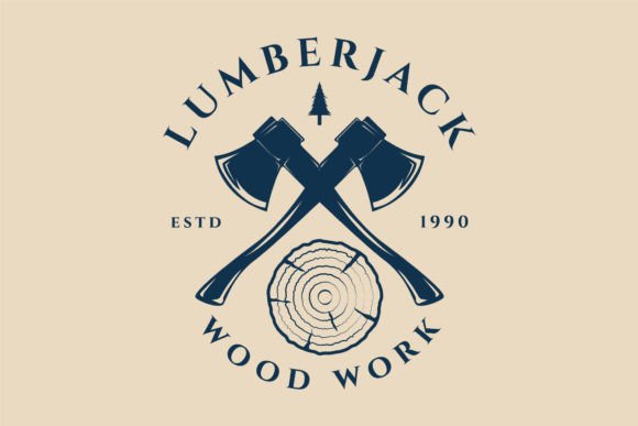 Lumberjack Wood Work Logo Vintage: Graphics & Logos for Rustic Branding