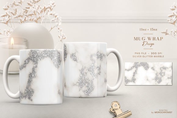 Mug Sublimation Beige Sparkling Marble Graphics & Print Templates