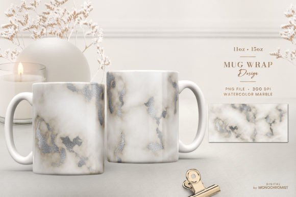 Mug Sublimation Beige Watercolor Marble Graphics