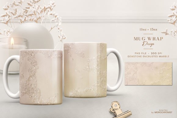 Mug Sublimation Gold Marble Glitter Graphics & Print Templates