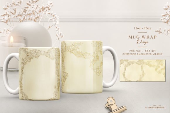 Mug Sublimation Gold Marble Shimmer Vein: Graphics & Print Templates
