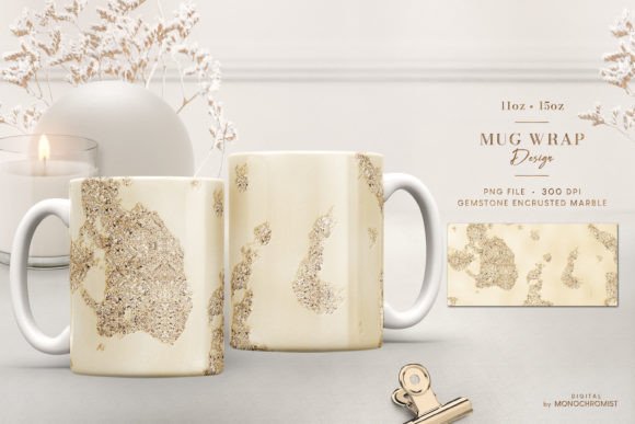 Mug Sublimation Sparkling Gold Marble: Graphics & Print Templates