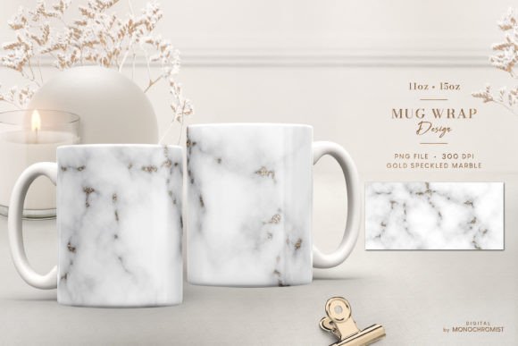Mug Sublimation White Marble Gold Graphics