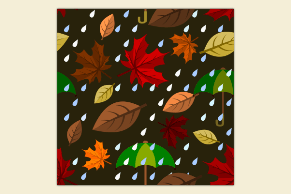 Rainy Autumn Leaf Dark Seamless Pattern Graphics