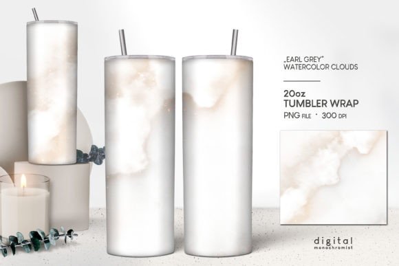Tumbler Sublimation EarlGrey Watercolor Graphics