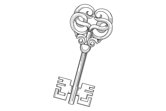 Victorian Royal Key Graphics for Ornate Crafts Branding