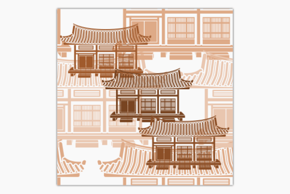 Wide Traditional Korean House Pattern: Graphics & Patterns